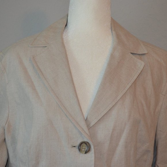 LL Bean Beige 100% Linen Jacket Sz 18 - Picture 6 of 16